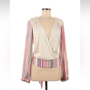 NWT Mystree Faux Wrap Striped Top